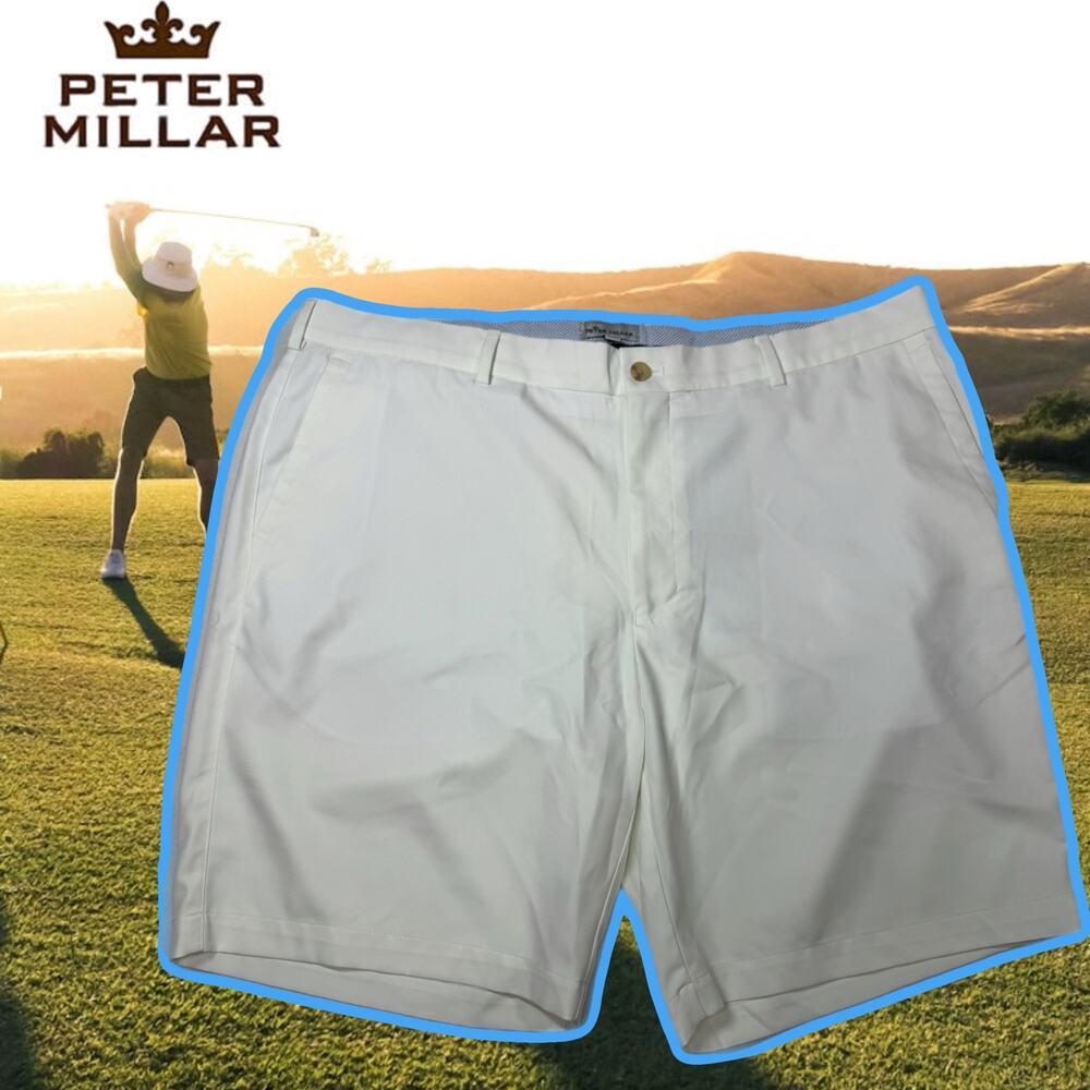 Peter Millar White Golf Shorts Size 40 100% Polyester